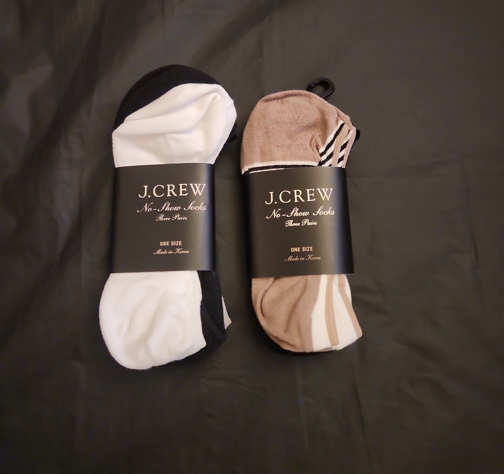 J. Crew Men's No-Show Socks - White and Tan